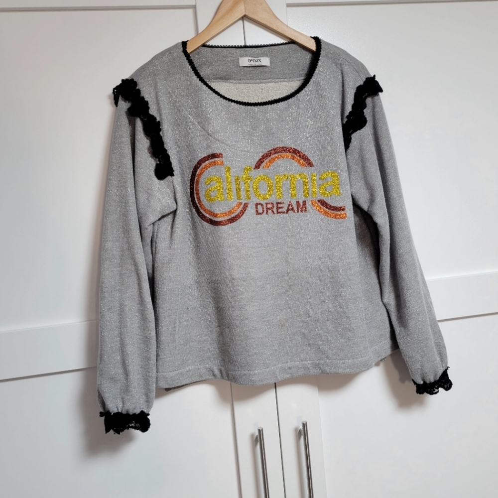 ✨️3 For $30✨️Tenax Sweatshirt "California Dream" With Glitter Made In Italy (M)
